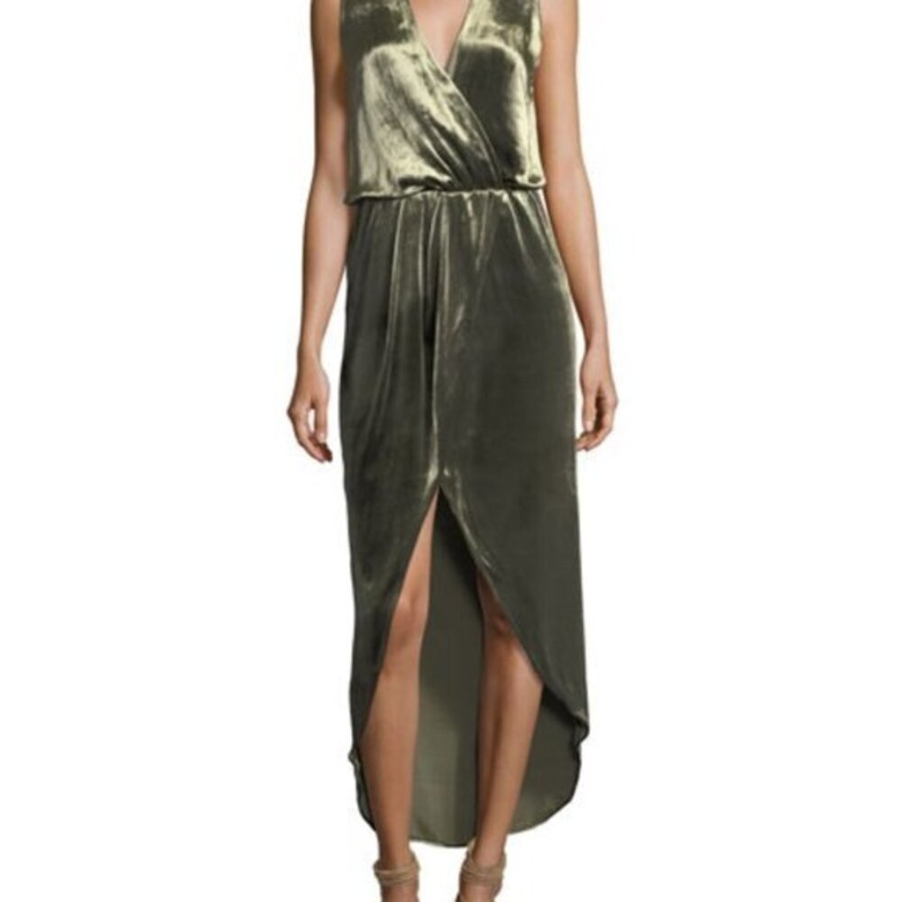 Haute Hippie Draped Velvet Gown In Military NWT